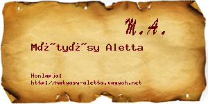 Mátyásy Aletta névjegykártya